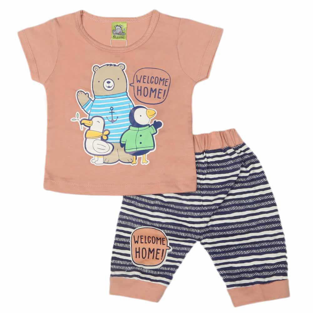 Newborn Boys Half Sleeves Suit - Peach, Kids, NB Boys Sets And Suits, Chase Value, Chase Value