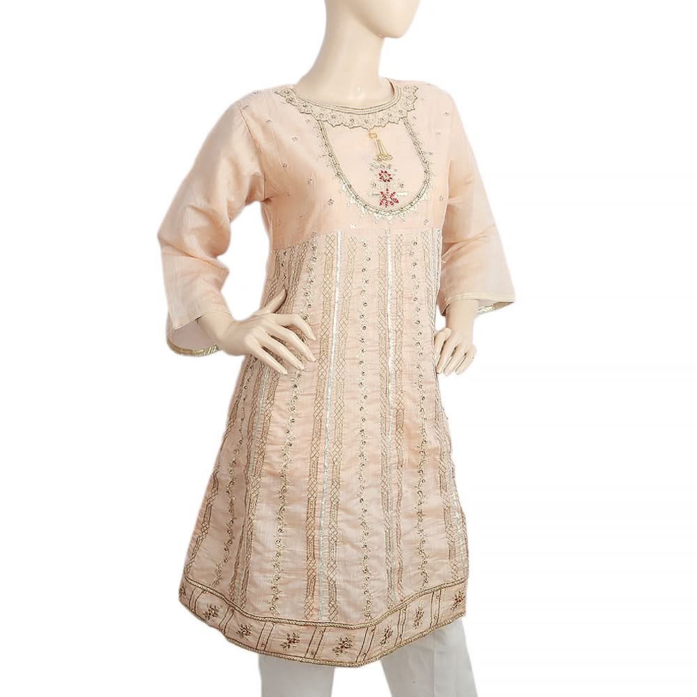 Women's Fancy Kurti With Stone - Peach, Women, Ready Kurtis, Chase Value, Chase Value