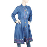Women's Embroidered Western Denim Top (Abaya) - Blue, Women, Abayas, Chase Value, Chase Value
