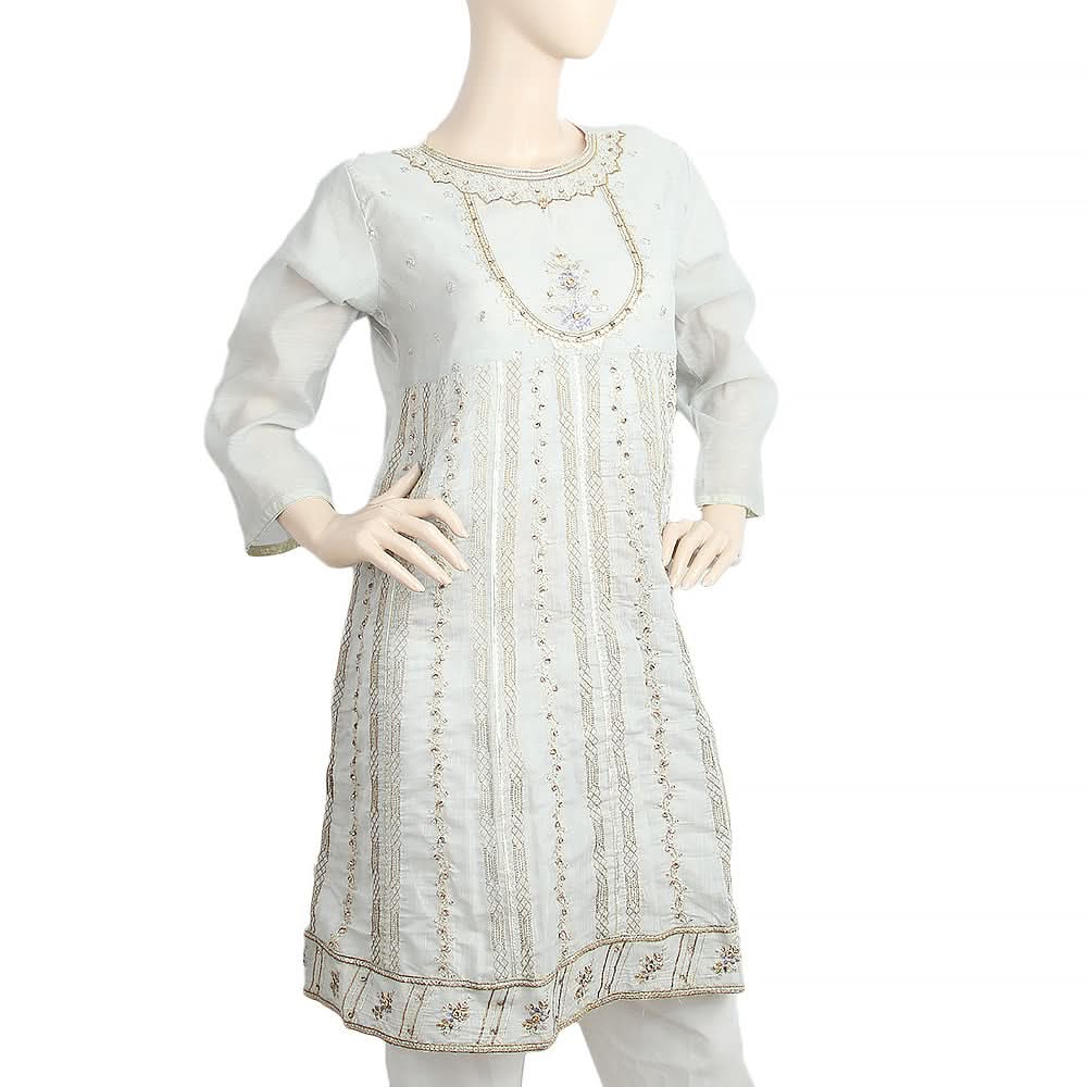 Women's Fancy Kurti With Stone - Grey, Women, Ready Kurtis, Chase Value, Chase Value