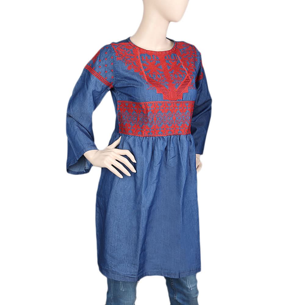 Women's Embroidered Kurti - Blue, Women, Ready Kurtis, Chase Value, Chase Value