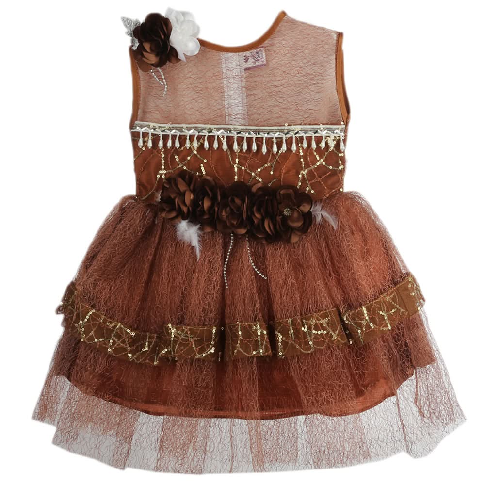 Girls Fancy Frock - Dark Brown, Girls Frocks, Chase Value, Chase Value