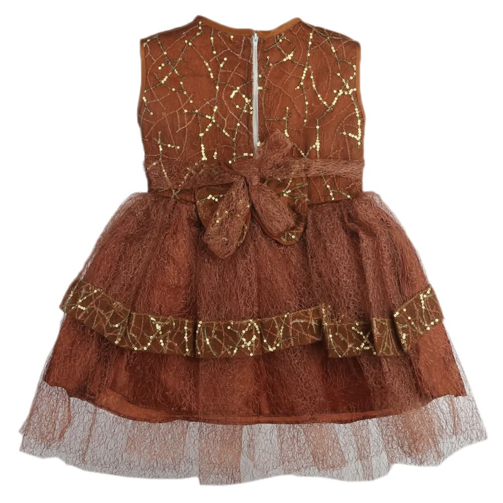 Girls Fancy Frock - Dark Brown, Girls Frocks, Chase Value, Chase Value