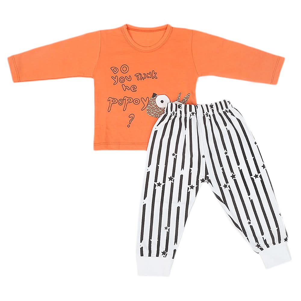 Newborn Boys Suit Full Sleeves (01025) - Orange, Kids, NB Boys Sets And Suits, Chase Value, Chase Value