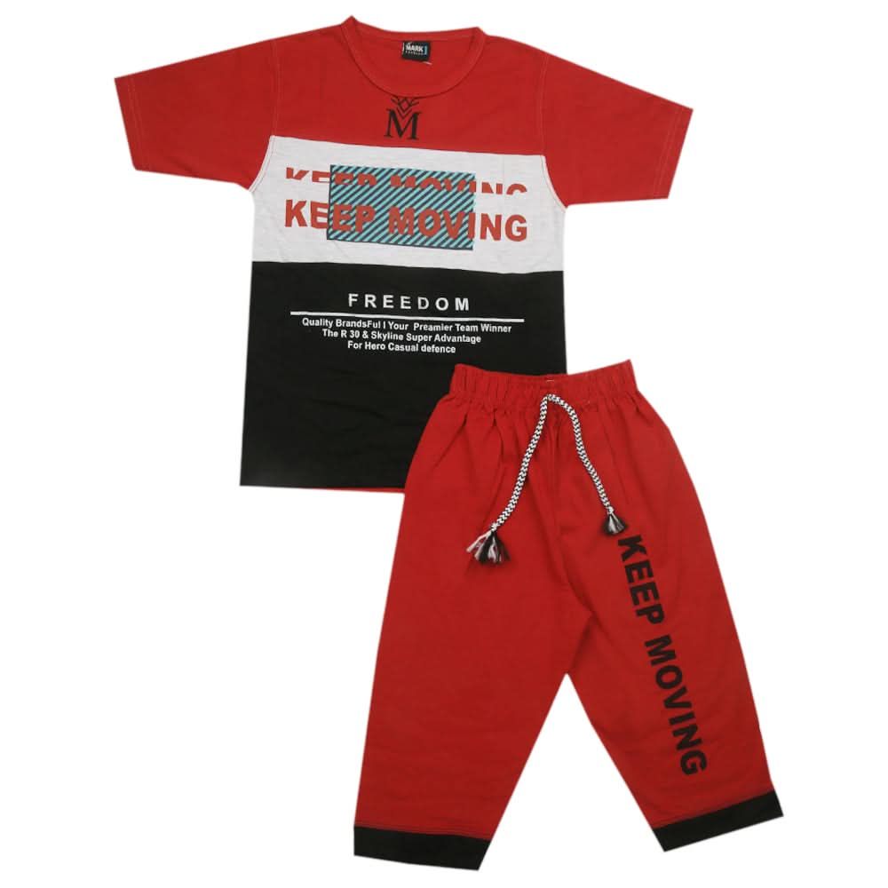 Boys Short Suit - Red, Kids, Boys Sets And Suits, Chase Value, Chase Value