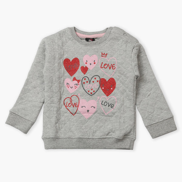 Girls Full Sleeves Sweat Shirt - Light Grey, Girls Hoodies & Sweat Shirts, Chase Value, Chase Value