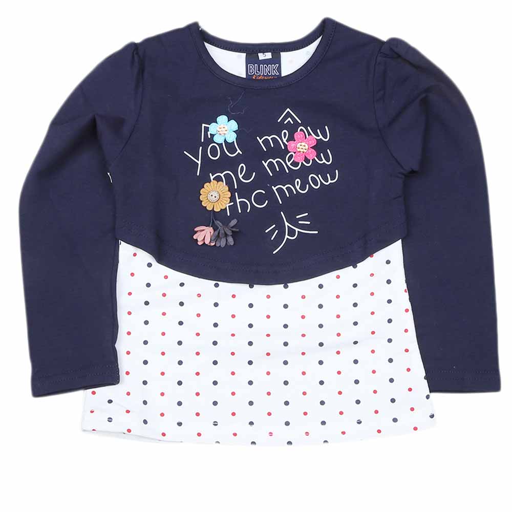 Girls Full Sleeves T Shirt 2 Pcs - Navy Blue, Kids, Girls T-Shirts, Chase Value, Chase Value