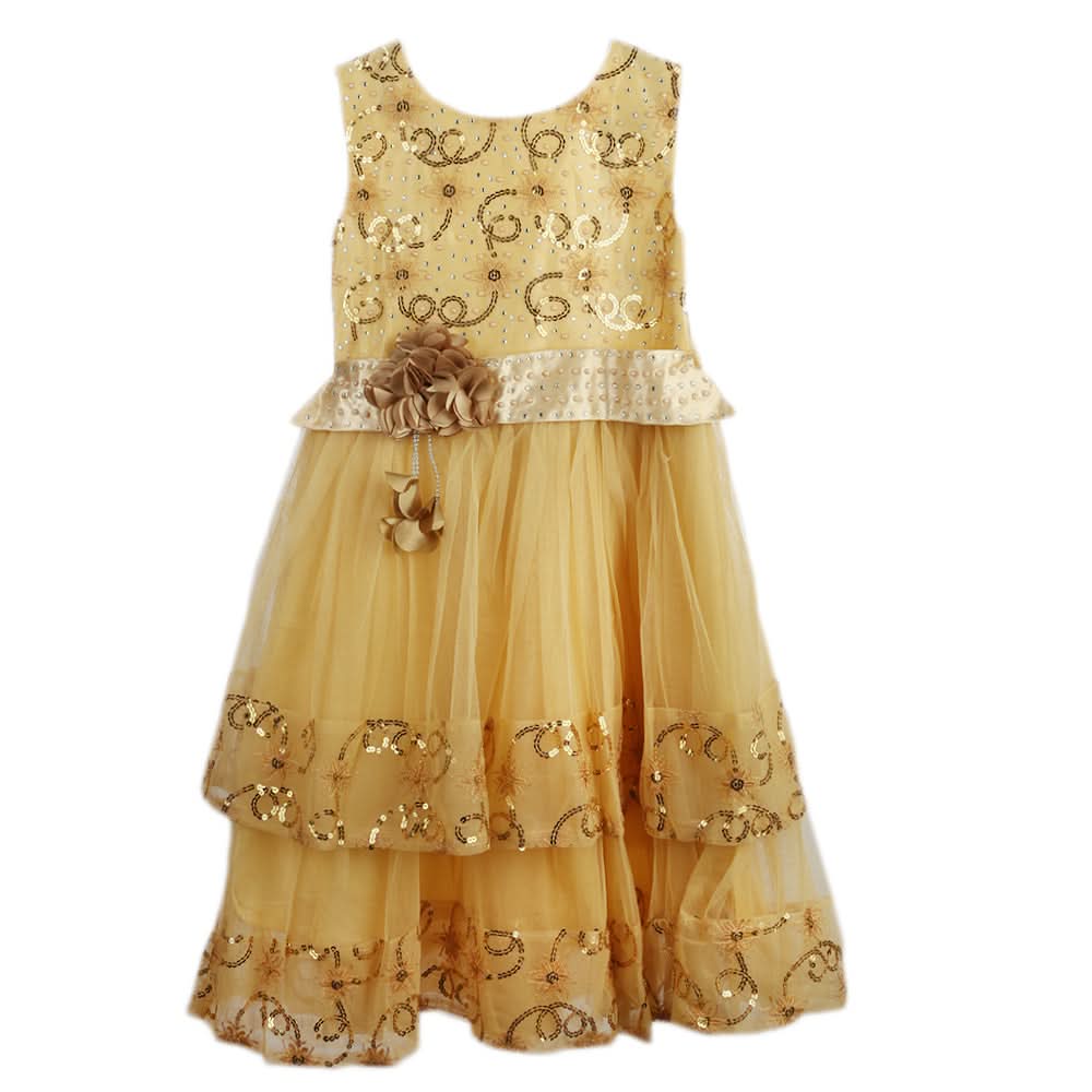 Girls Fancy Frock - Golden, Girls Frocks, Chase Value, Chase Value
