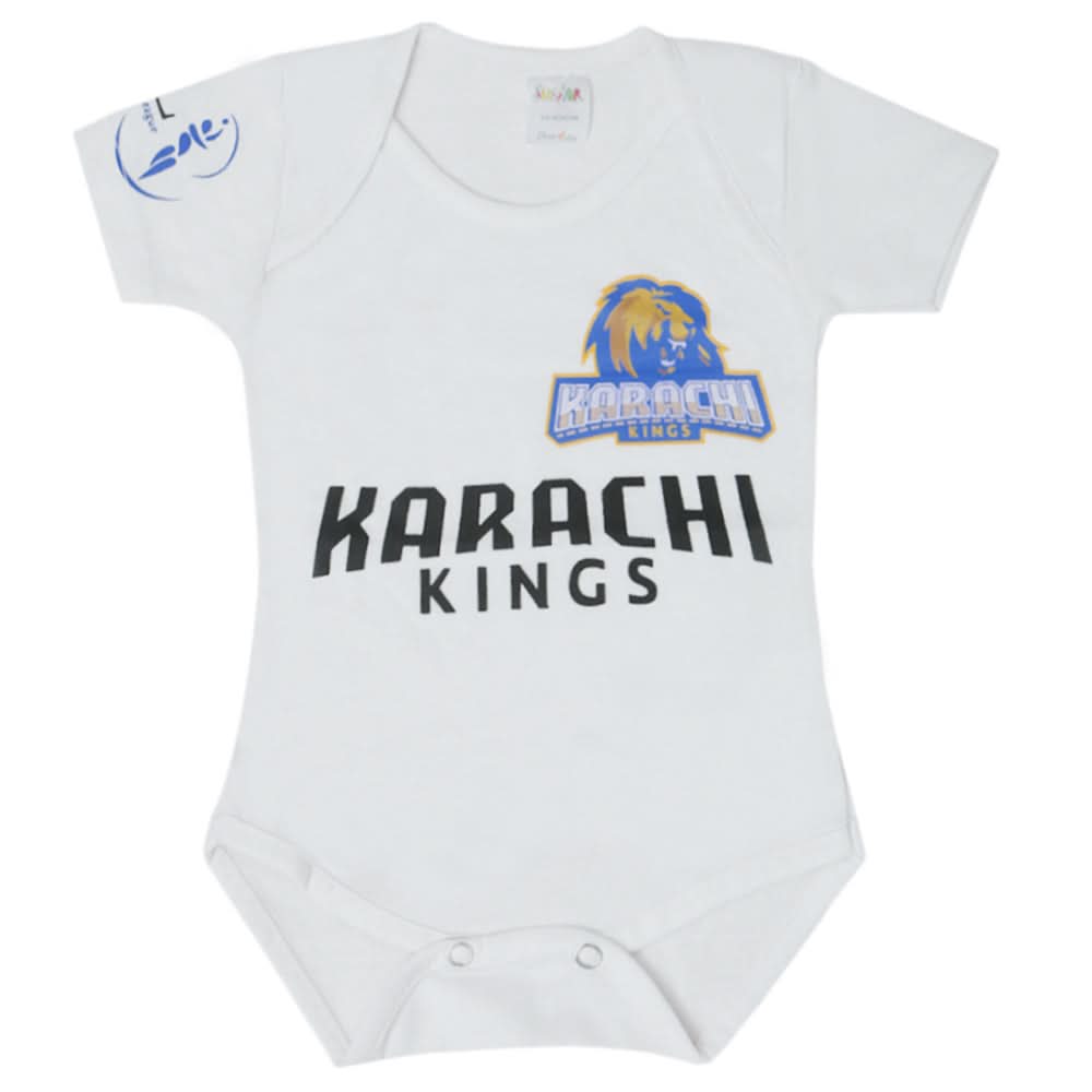 Newborn Karachi Kings Half Sleeves Romper - White, Kids, New Born Boys Rompers, Kids, New Born Girls Rompers, Chase Value, Chase Value