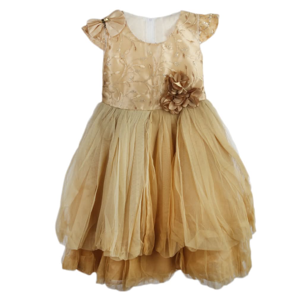 Girls Fancy Frock - Golden, Girls Frocks, Chase Value, Chase Value