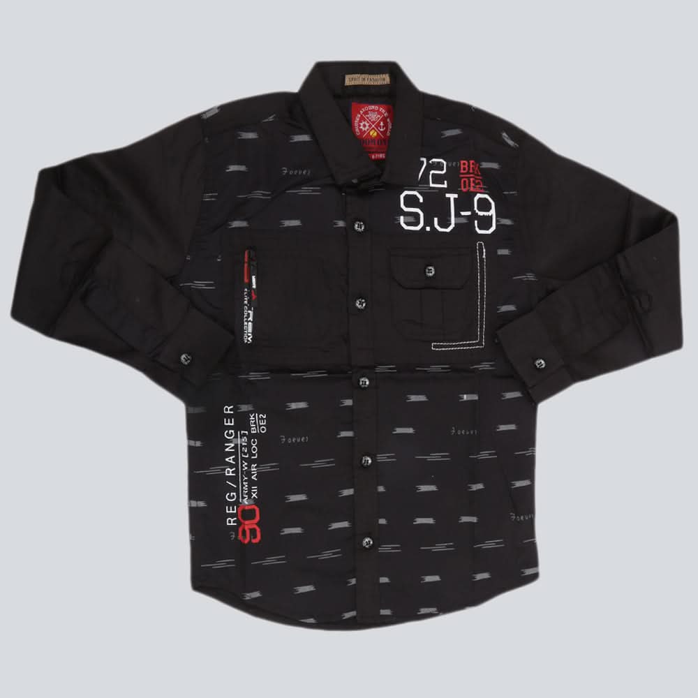 Boys Casual Shirt Full Sleeves - Black, Kids, Boys Shirts, Chase Value, Chase Value