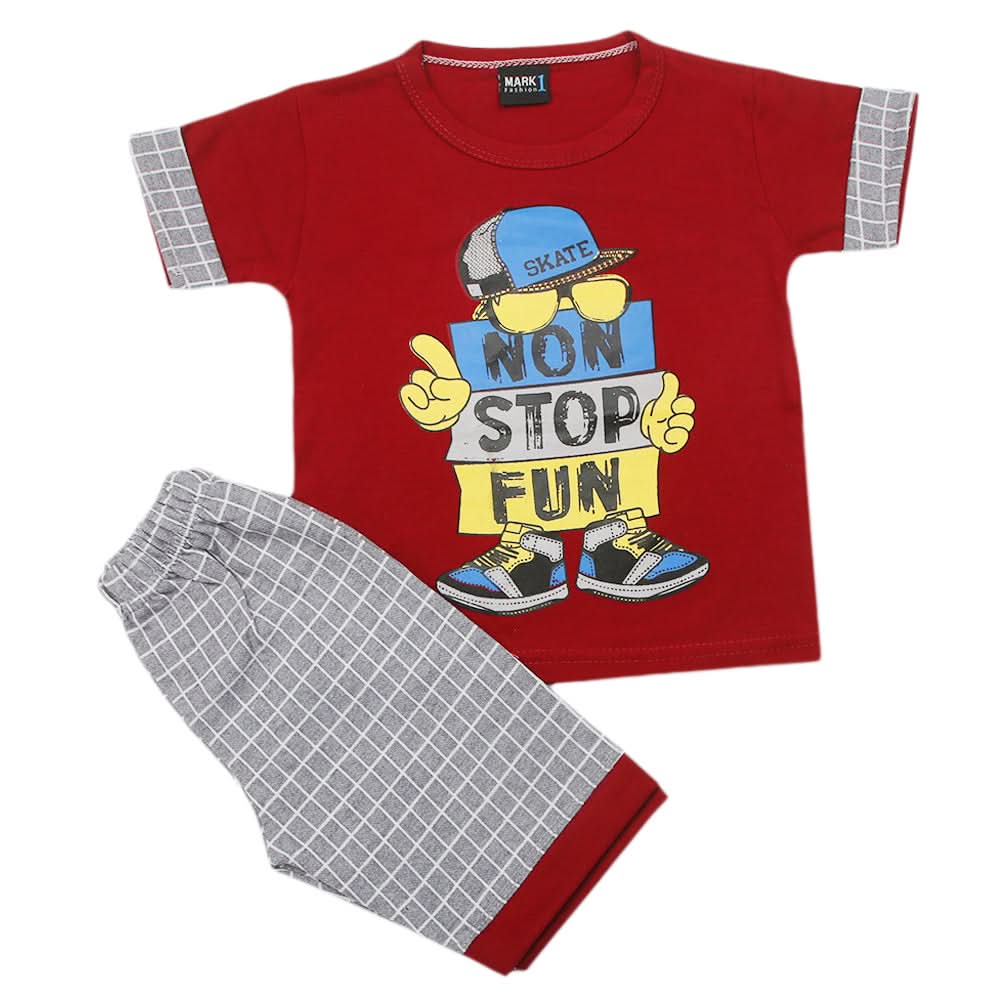 Boys Short Suit - Maroon, Kids, Boys Sets And Suits, Chase Value, Chase Value