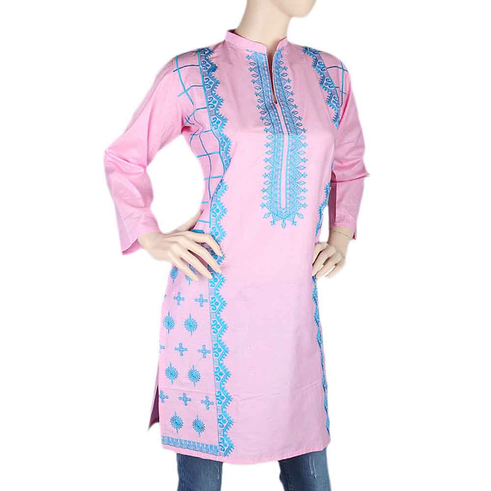 Women's Embroidered Kurti - Pink, Women, Ready Kurtis, Chase Value, Chase Value