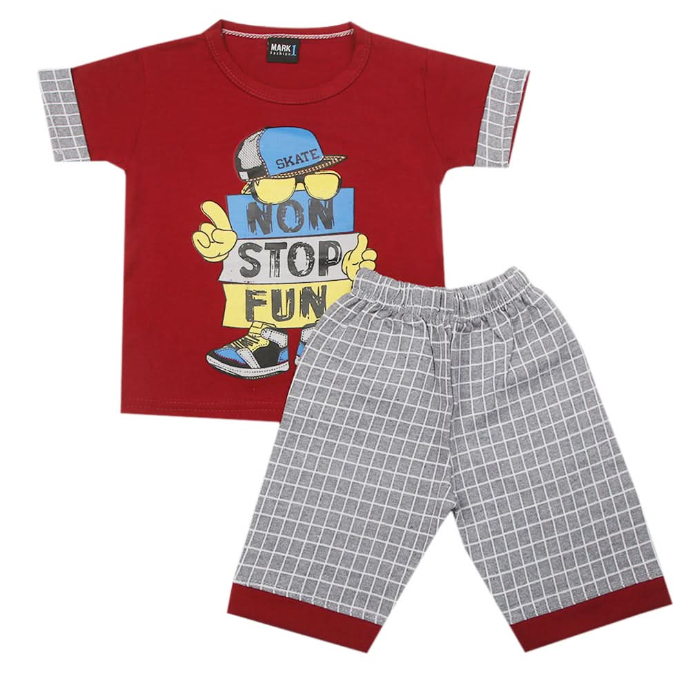 Boys Short Suit - Maroon, Kids, Boys Sets And Suits, Chase Value, Chase Value