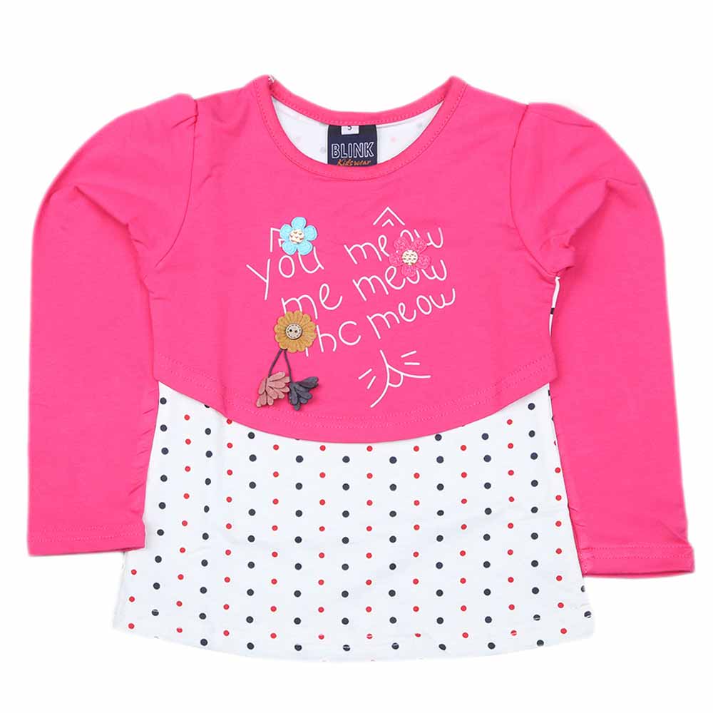 Girls Full Sleeves T Shirt 2 Pcs - Dark Pink, Kids, Girls T-Shirts, Chase Value, Chase Value