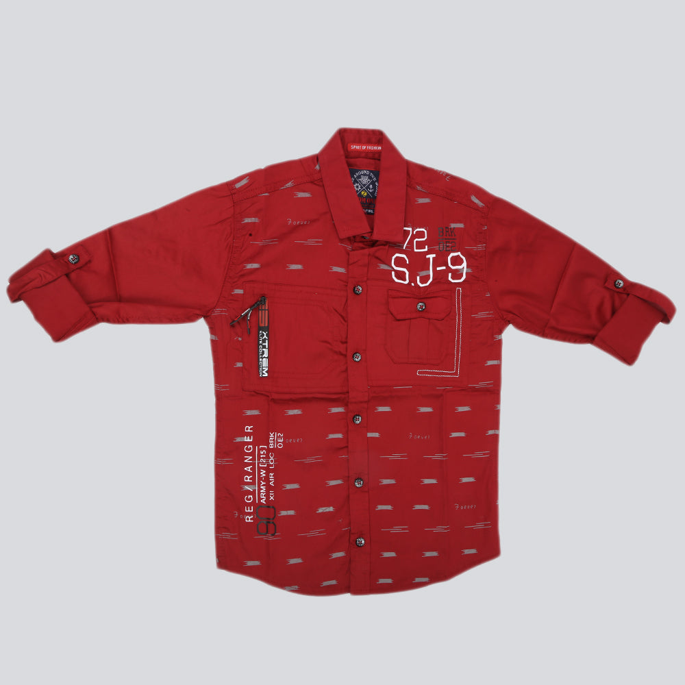 Boys Casual Shirt Full Sleeves - Maroon, Kids, Boys Shirts, Chase Value, Chase Value