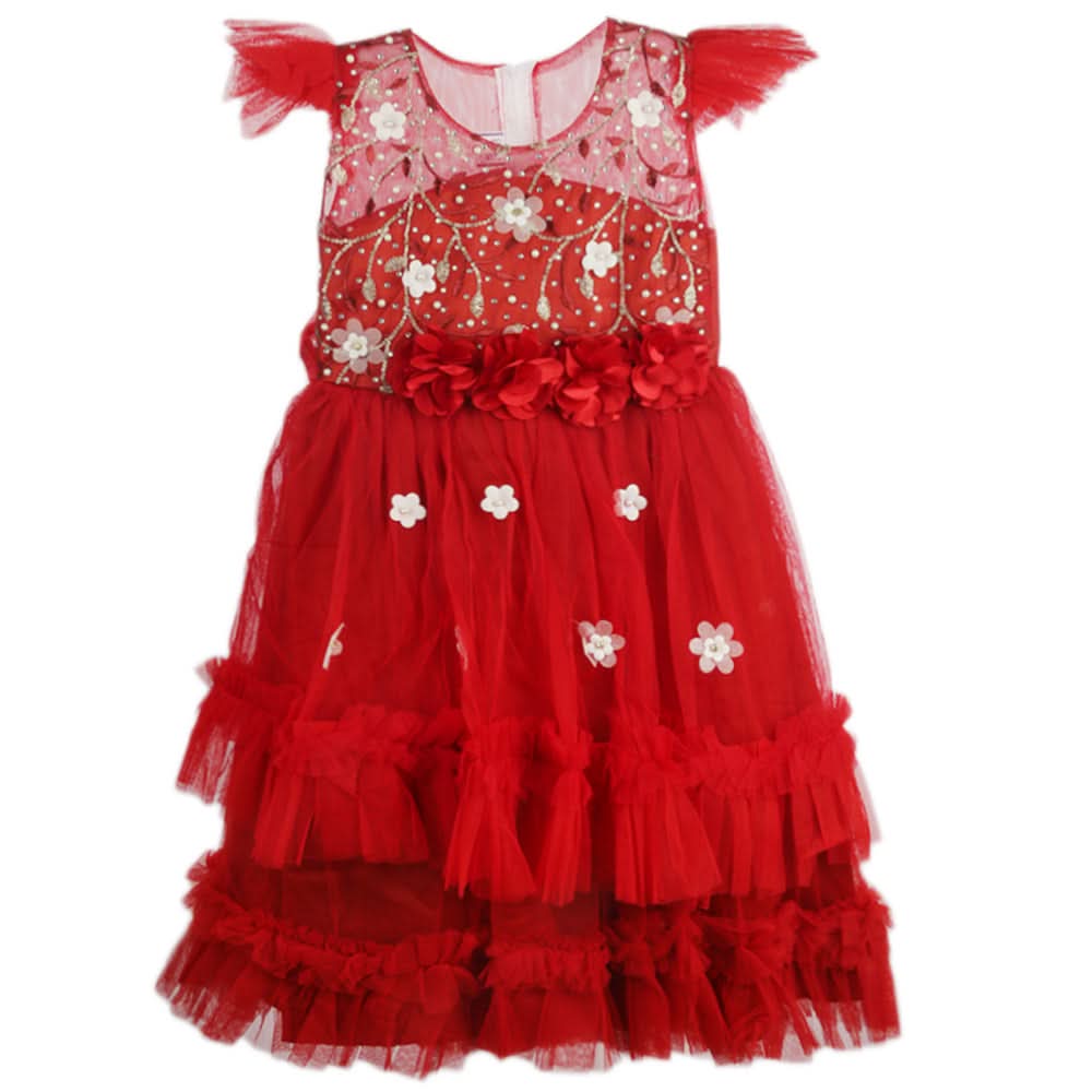 Girls Fancy Frock - Red, Girls Frocks, Chase Value, Chase Value