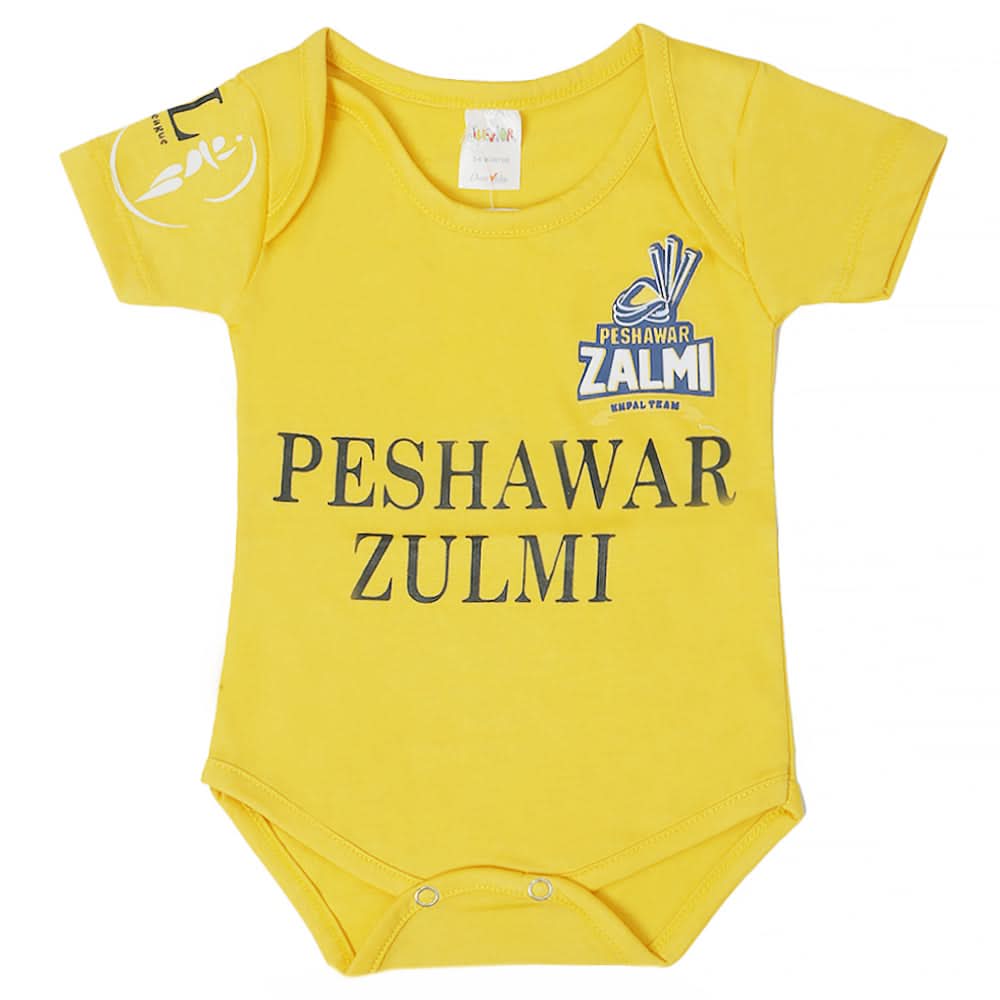 Newborn Peshawar Zalmi Half Sleeves Romper - Yellow, Kids, New Born Boys Rompers, Kids, New Born Girls Rompers, Chase Value, Chase Value