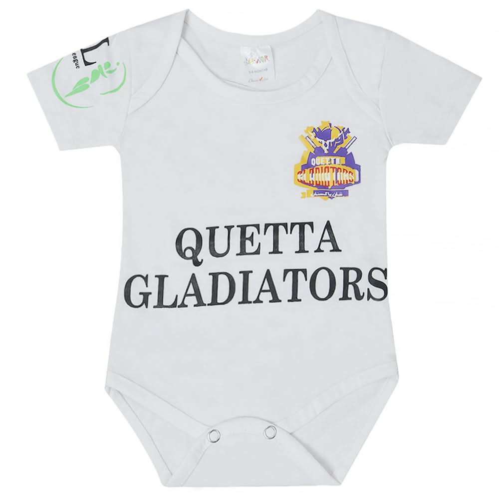 Newborn Quetta Gladiators Half Sleeves Romper - White, Kids, New Born Boys Rompers, Kids, New Born Girls Rompers, Chase Value, Chase Value