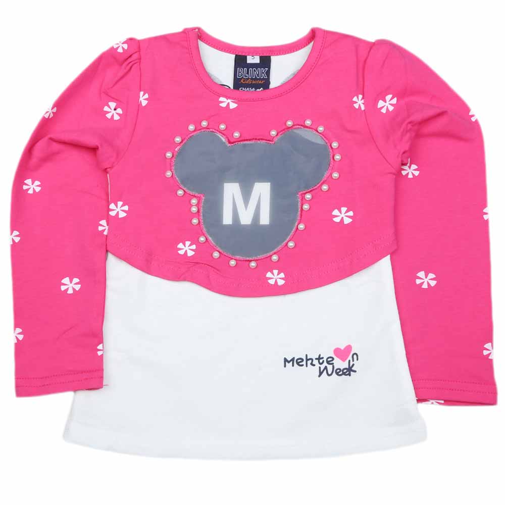 Girls Full Sleeves T Shirt 2 Pcs - Dark Pink, Kids, Girls T-Shirts, Chase Value, Chase Value