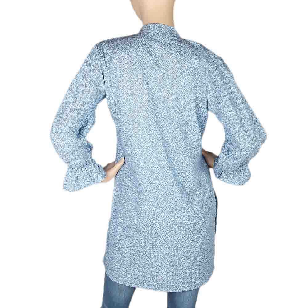 Women's Embroidered Kurti With Front Button - Steel Blue, Women's Fashion, Chase Value, Chase Value