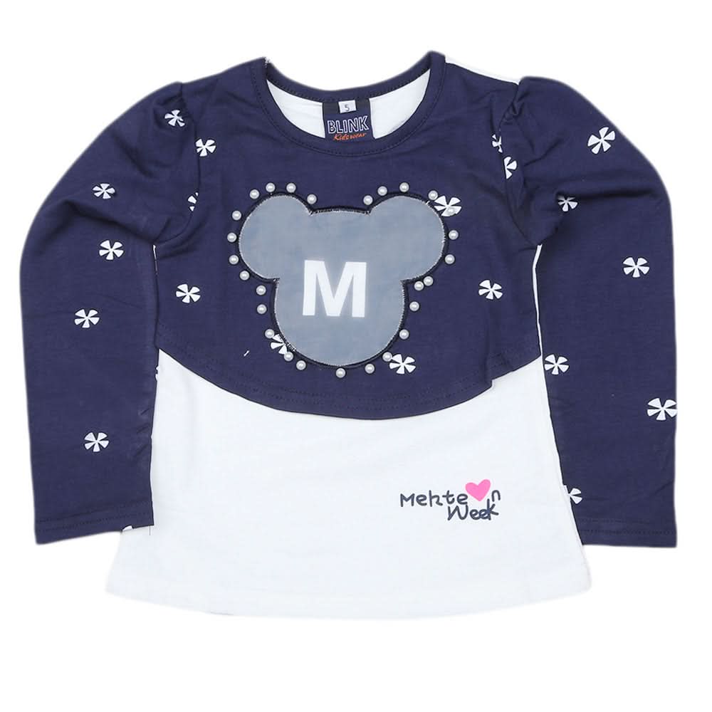 Girls Full Sleeves T Shirt 2 Pcs - Navy Blue, Kids, Girls T-Shirts, Chase Value, Chase Value