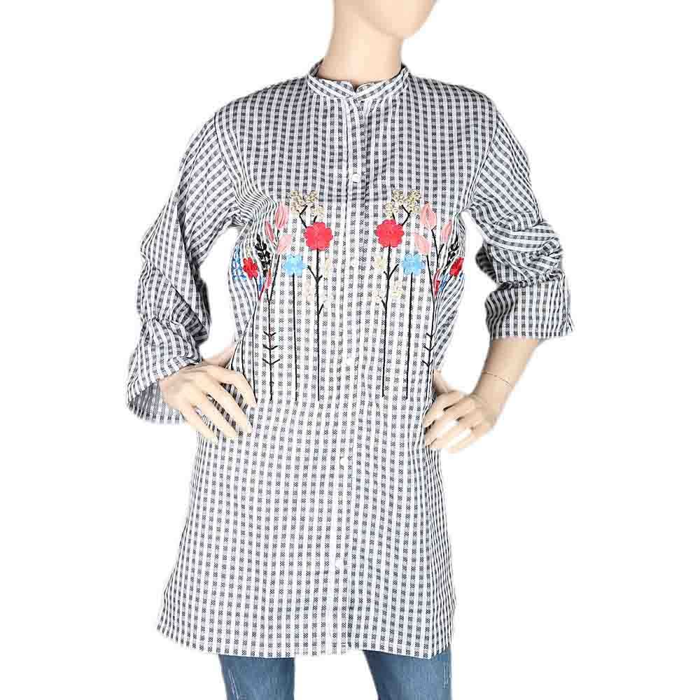 Women's Embroidered Kurti With Front Button - Black, Women's Fashion, Chase Value, Chase Value