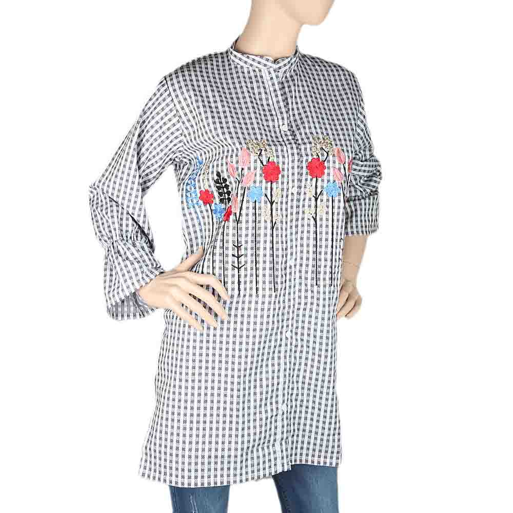 Women's Embroidered Kurti With Front Button - Black, Women's Fashion, Chase Value, Chase Value