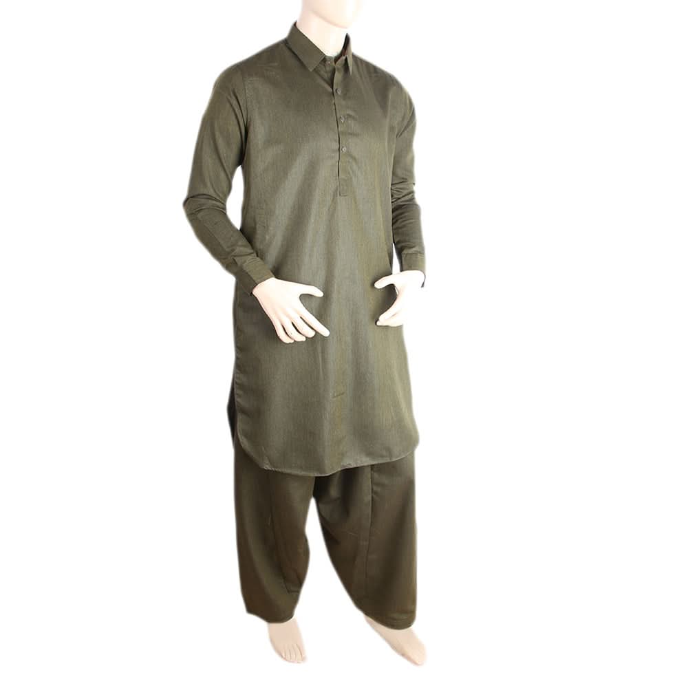 Men's Mashriq Slim Fit Kameez Shalwar - Green, Men, Shalwar Kameez, Chase Value, Chase Value