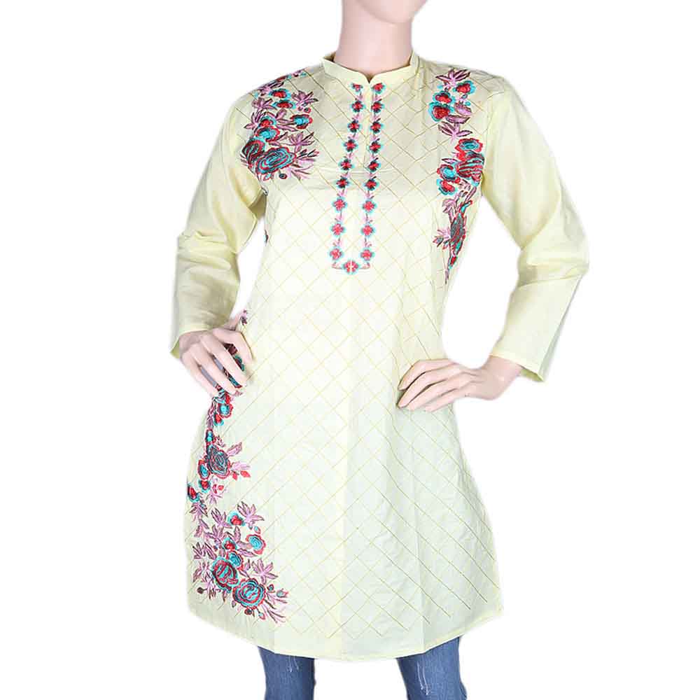 Women's Embroidered Kurti - Yellow, Women's Fashion, Chase Value, Chase Value