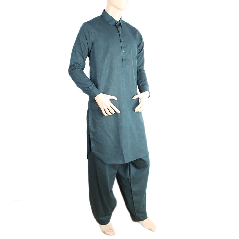 Men's Mashriq Slim Fit Kameez Shalwar - Turquoise, Men, Shalwar Kameez, Chase Value, Chase Value
