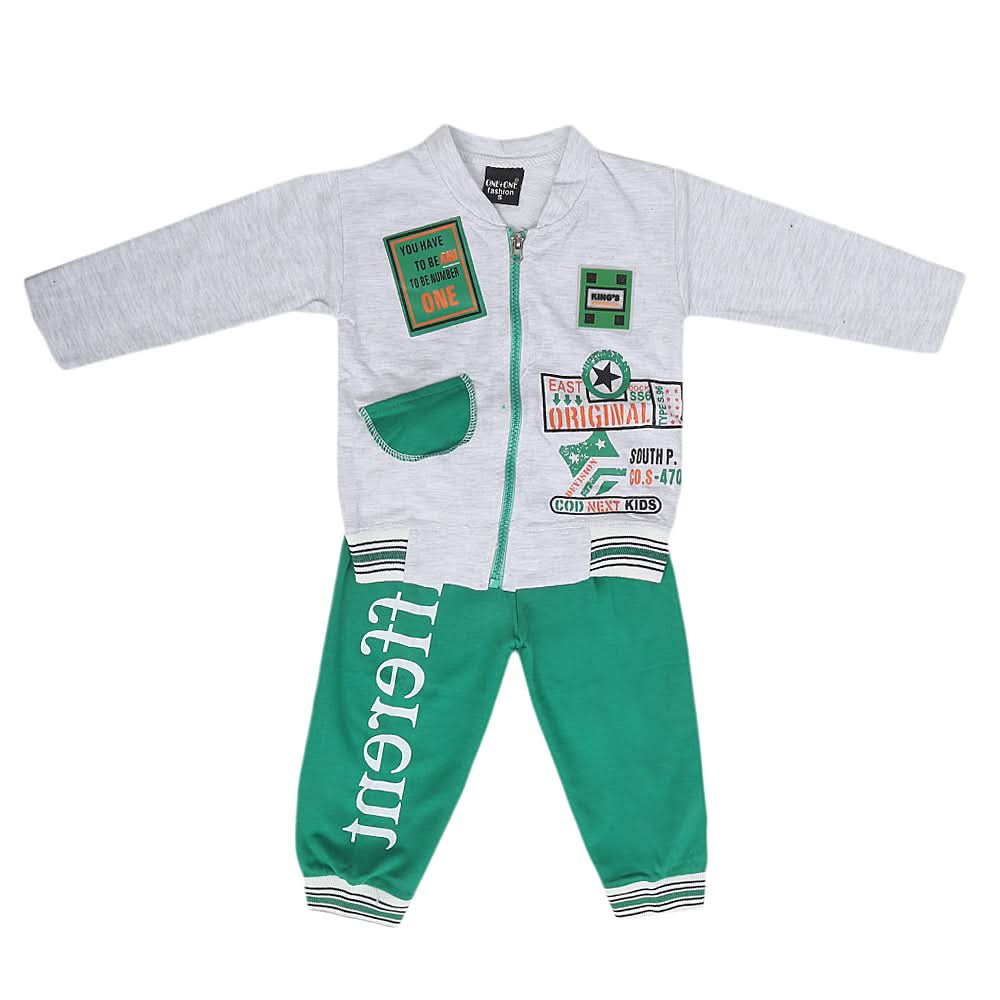 Boys Full Sleeves 3Pcs Suit 1915 - Green, Kids, Boys Sets And Suits, Chase Value, Chase Value