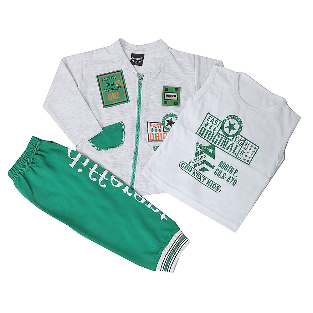 Boys Full Sleeves 3Pcs Suit 1915 - Green, Kids, Boys Sets And Suits, Chase Value, Chase Value