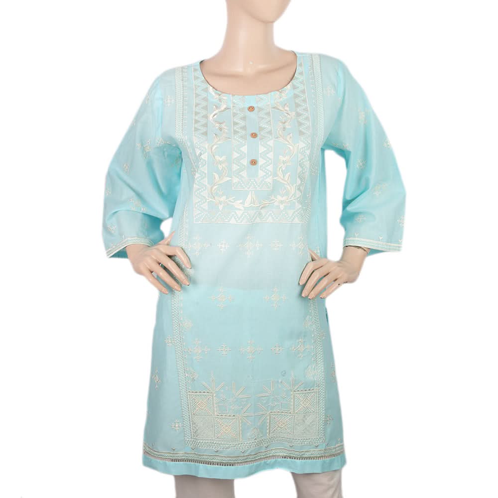 Women's Embroidered Kurti - Sky Blue, Women, Ready Kurtis, Chase Value, Chase Value