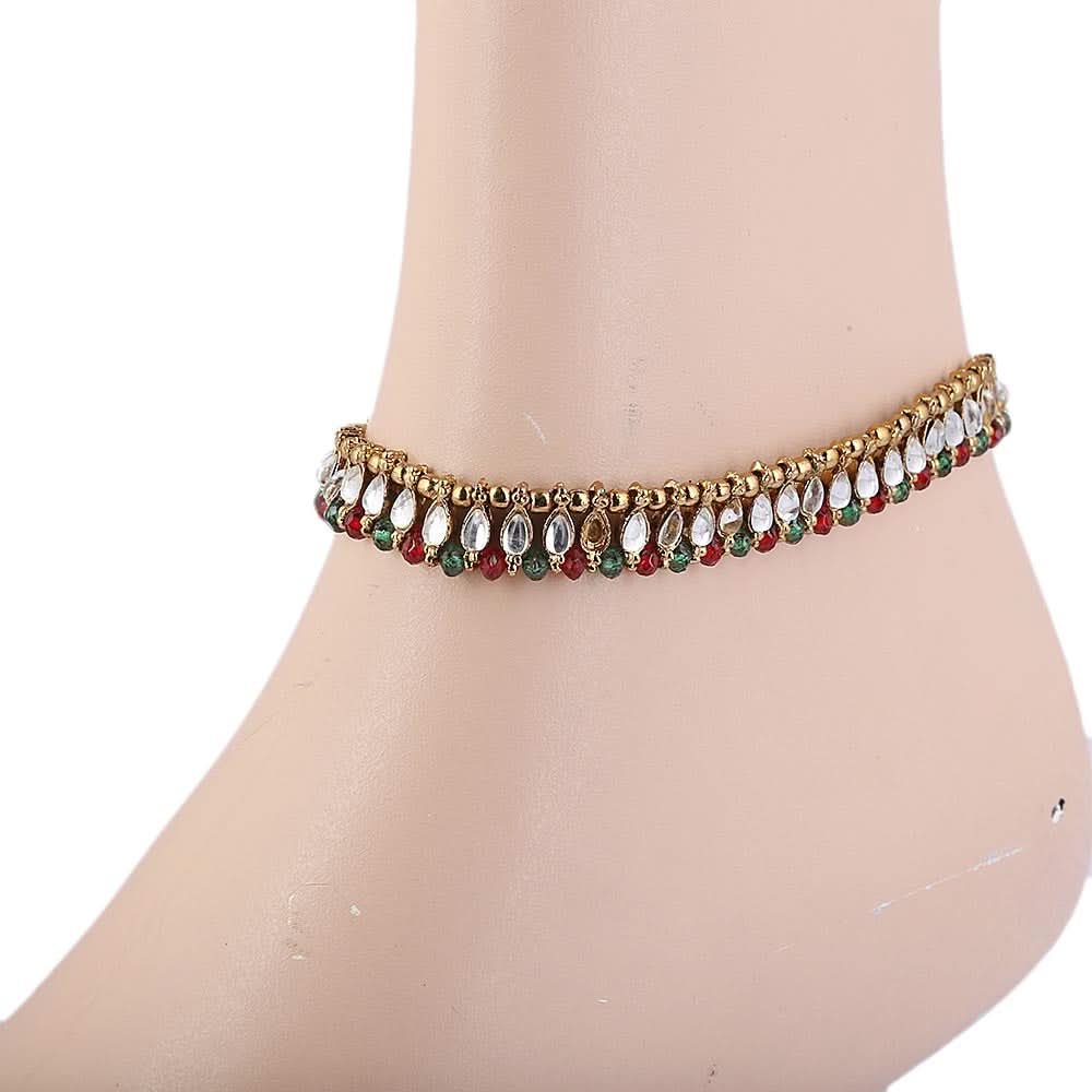 Women's Fancy Payal - Golden & Red, Women, Foot Jewellery, Chase Value, Chase Value