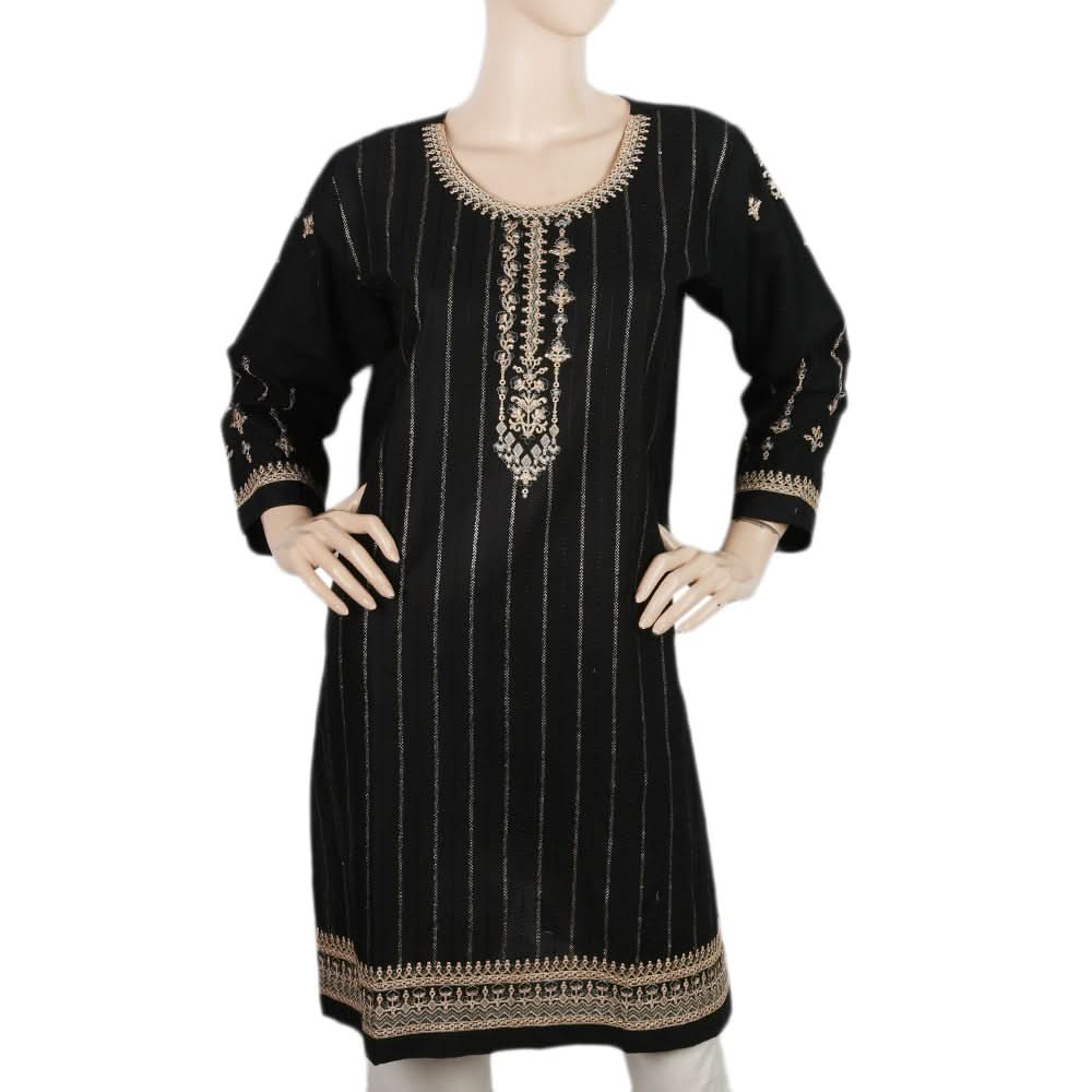 Women's Embroidered Kurti - Black, Women, Ready Kurtis, Chase Value, Chase Value
