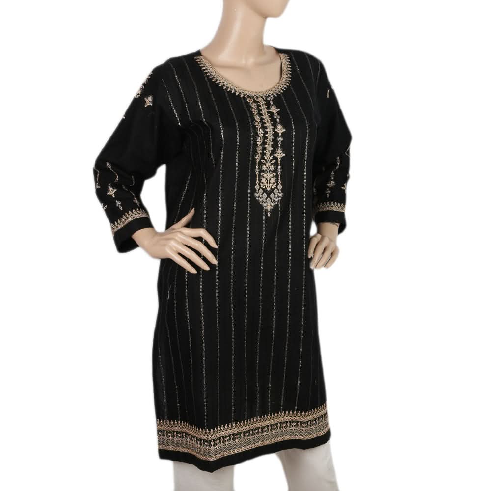 Women's Embroidered Kurti - Black, Women, Ready Kurtis, Chase Value, Chase Value