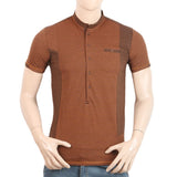 Men's Half Sleeves Slim Fit Fancy T-Shirt - Brown, Men, T-Shirts And Polos, Chase Value, Chase Value