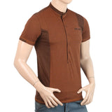 Men's Half Sleeves Slim Fit Fancy T-Shirt - Brown, Men, T-Shirts And Polos, Chase Value, Chase Value