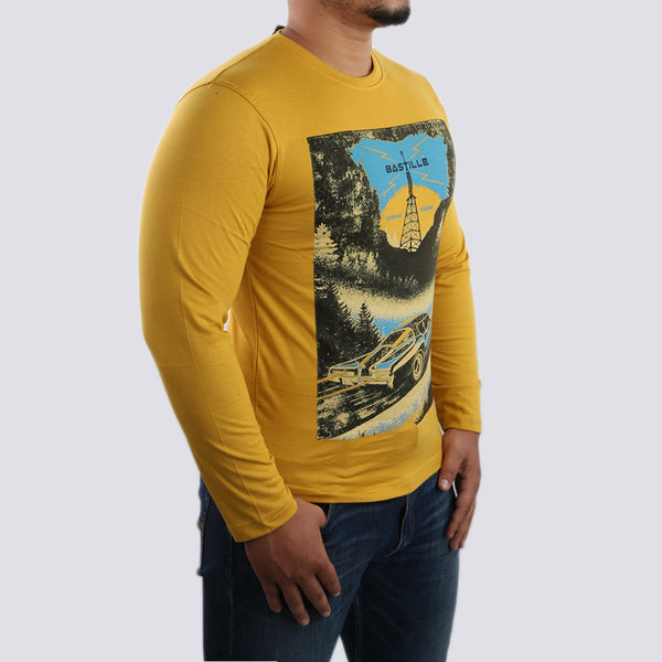 Men's Full Sleeves T Shirt - Mustard, Mens T-Shirts, Chase Value, Chase Value