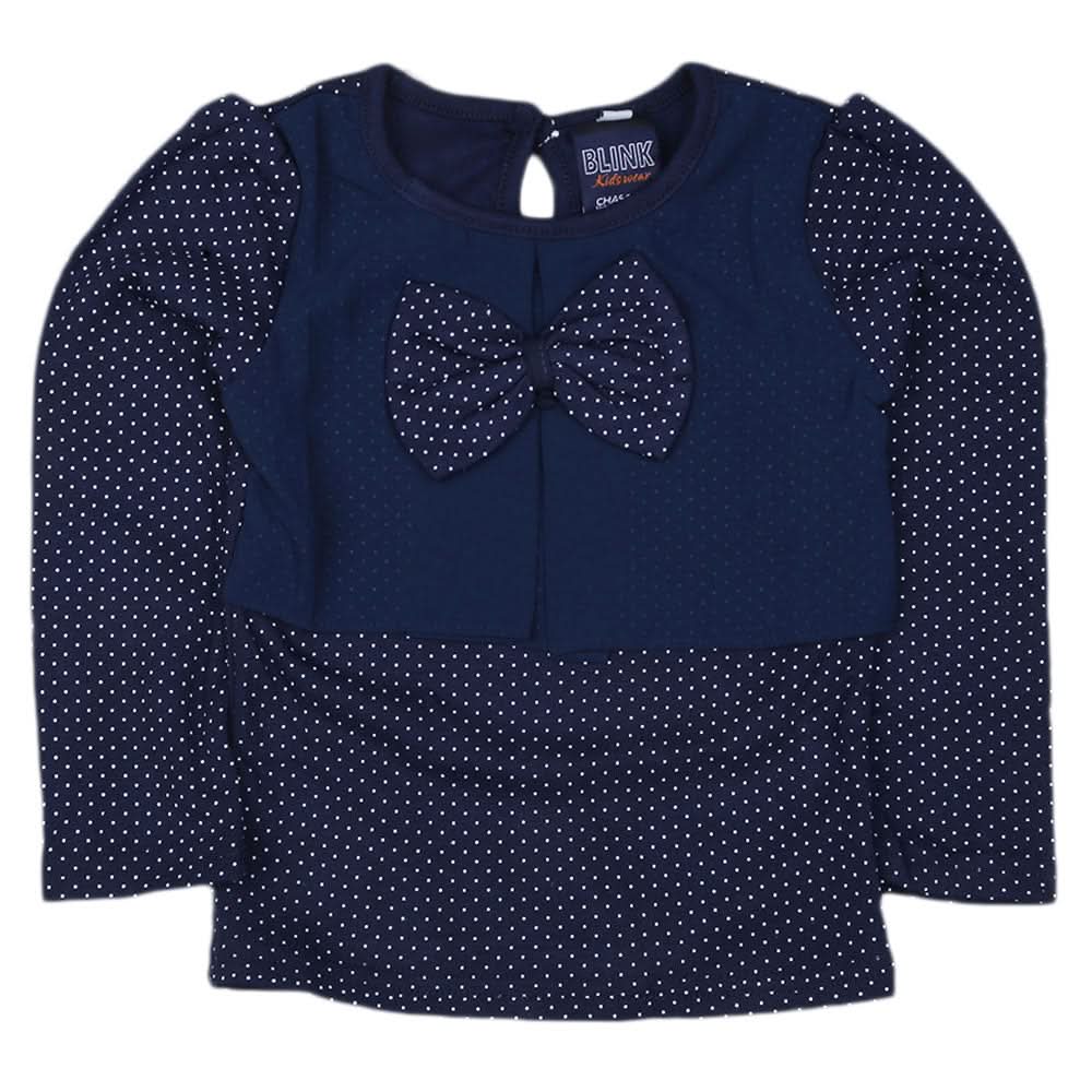 Girls Full Sleeves T Shirt  - Navy Blue, Kids, Girls T-Shirts, Chase Value, Chase Value