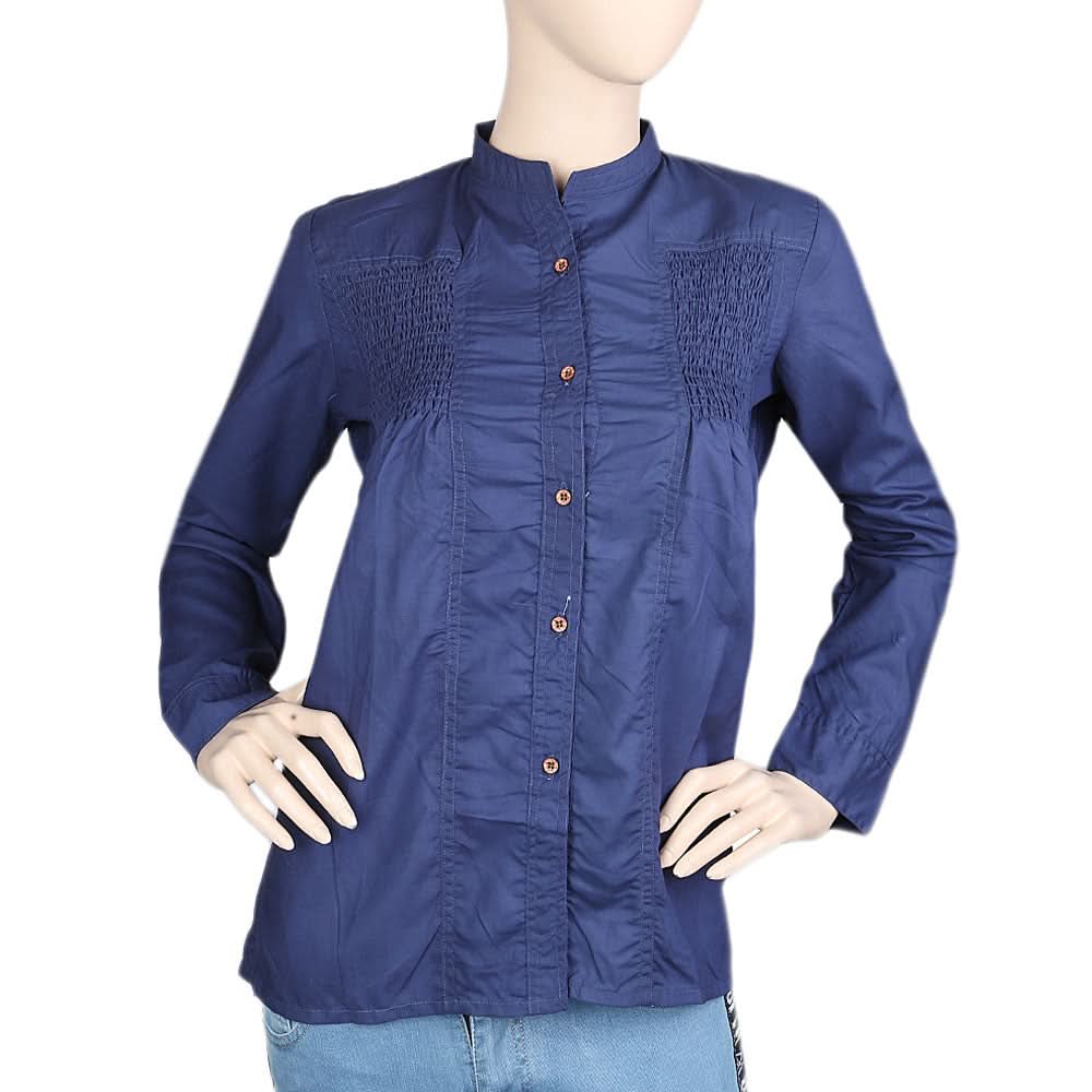 Women's Full Sleeves Casual Shirt - Navy Blue, Women, T-Shirts And Tops, Chase Value, Chase Value