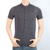 Men's Half Sleeves Slim Fit Fancy T-Shirt - Grey, Men, T-Shirts And Polos, Chase Value, Chase Value