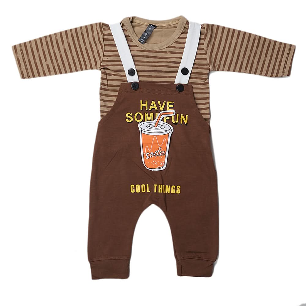 Newborn Boys Full Sleeves Romper - Brown, Kids, New Born Boys Rompers, Chase Value, Chase Value