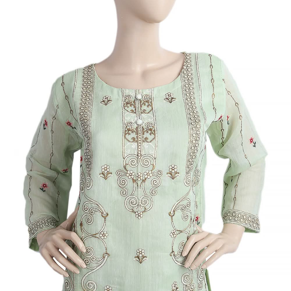 Women's Paper Cotton 03 Pcs Stitched Suit - 05 - Green, Women, Shalwar Suits, Chase Value, Chase Value