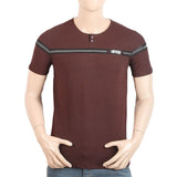 Men's Half Sleeves Round Neck T-Shirt - Dark Brown, Men, T-Shirts And Polos, Chase Value, Chase Value