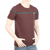 Men's Half Sleeves Round Neck T-Shirt - Dark Brown, Men, T-Shirts And Polos, Chase Value, Chase Value