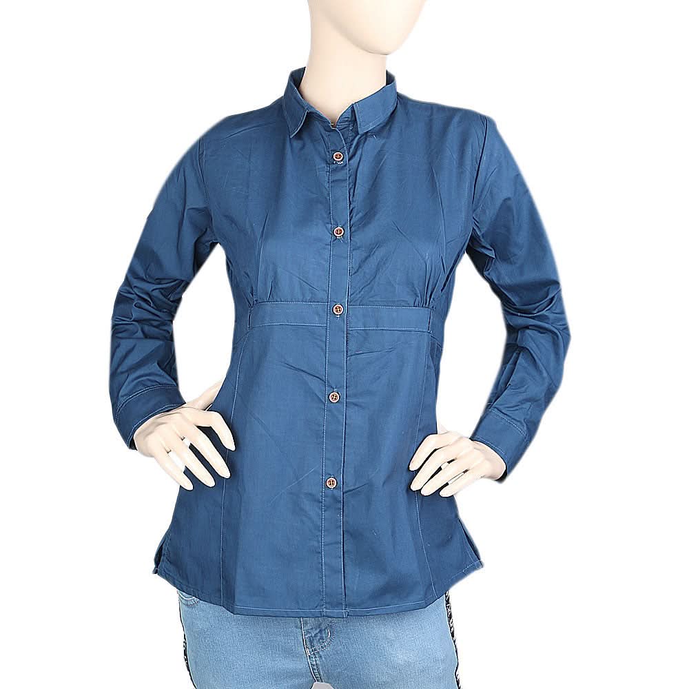 Women's Full Sleeves Casual Shirt - Navy Blue, Women, T-Shirts And Tops, Chase Value, Chase Value