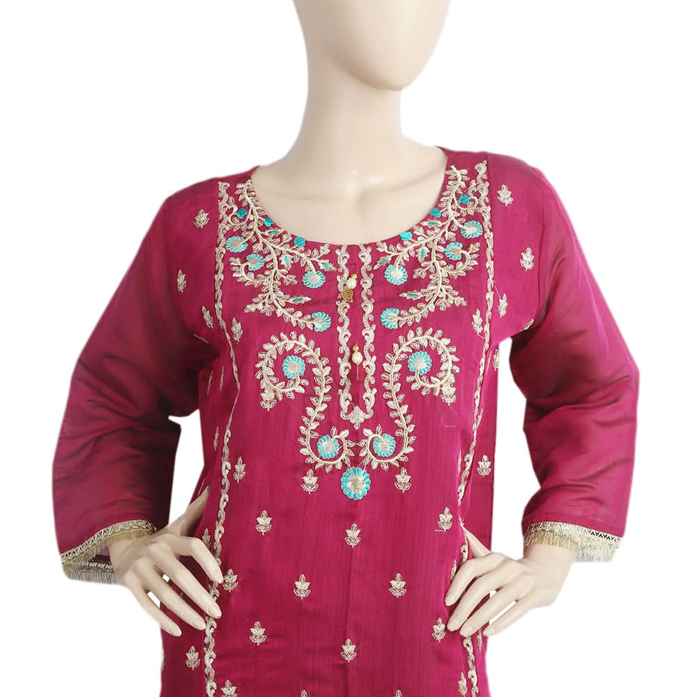 Women's Paper Cotton 03 Pcs Stitched Suit - 04 - Margenda, Women, Shalwar Suits, Chase Value, Chase Value