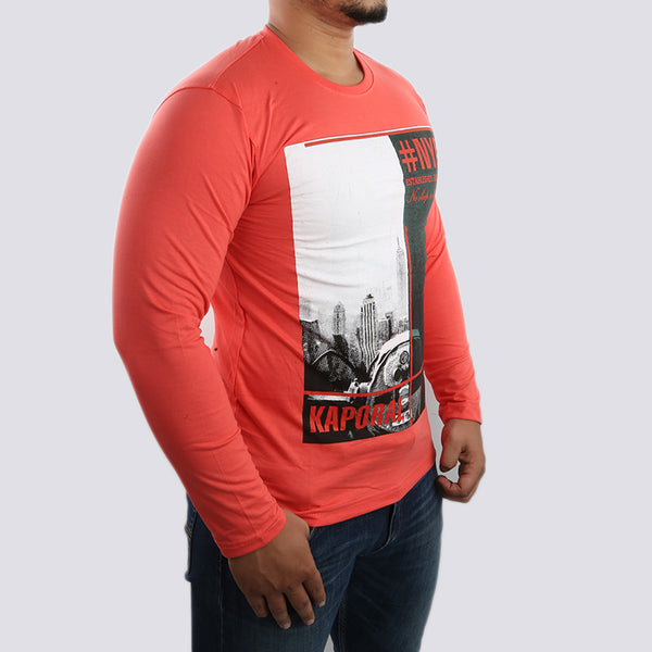 Men's Full Sleeves T Shirt - Peach, Mens T-Shirts, Chase Value, Chase Value